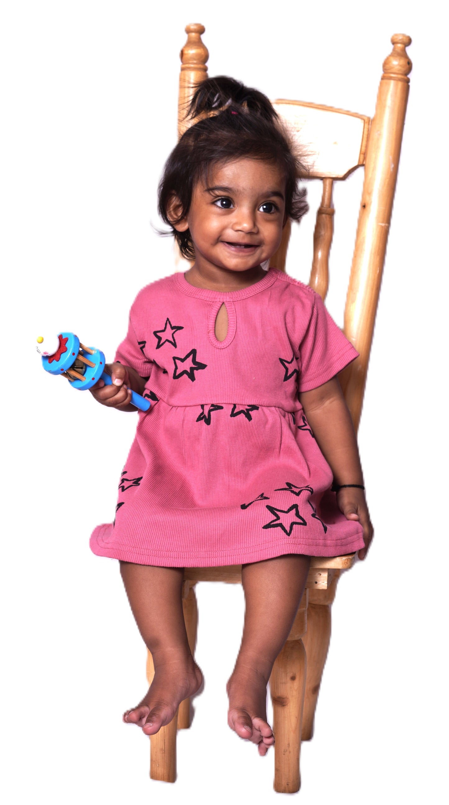Organic Cotton Star Print Frock for Baby Girls