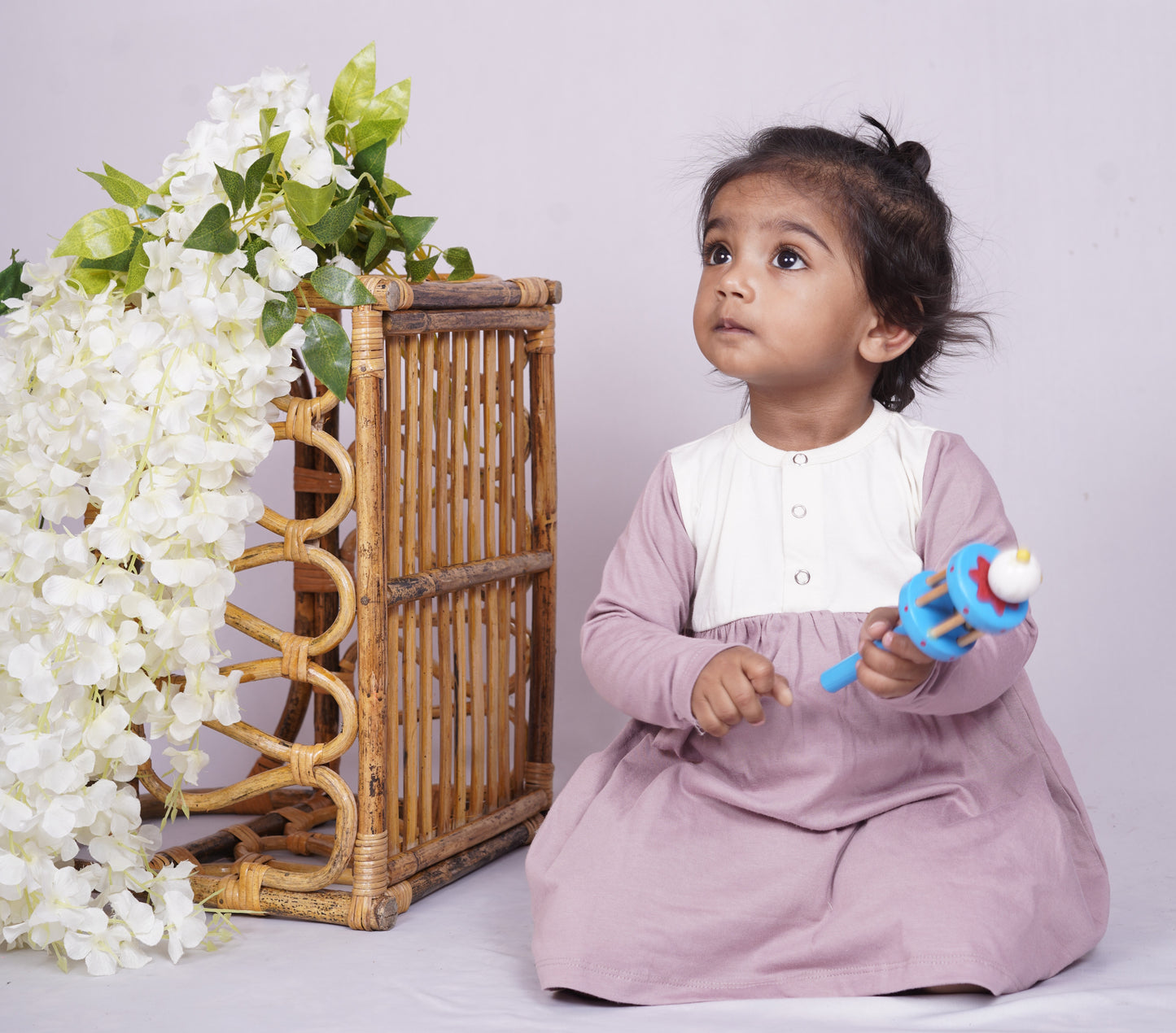 Organic Cotton Two Shade Frock for Baby Girls